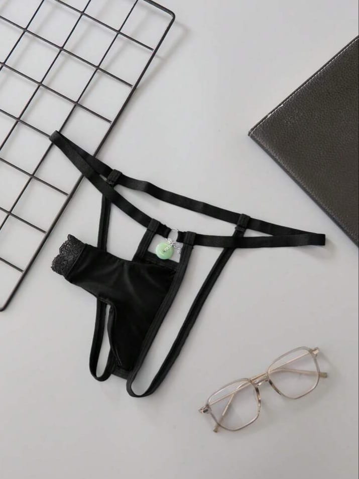 Men's Lace Patchwork Double C-Shaped Thong Underwear